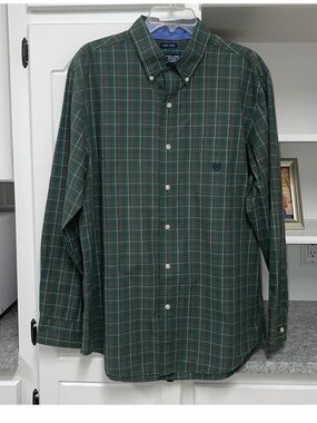 Chaps Men’s Dark Green Plaid Button-Down Shirt